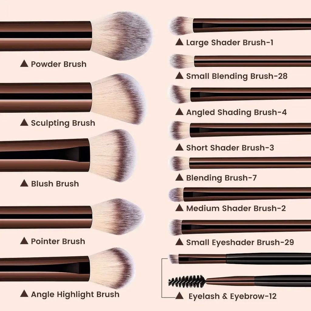 Kit de 13 Pinceaux de Maquillage Professionnels - Luxe & Douceur